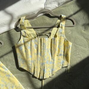 Yellow the Label Andie linen corset top in butter toile